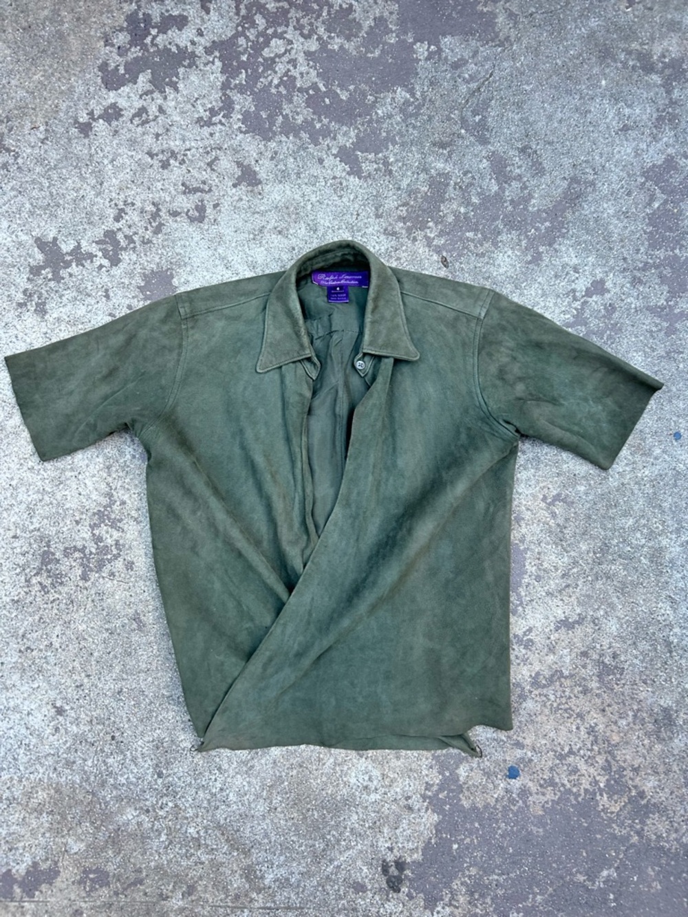 Ralph Lauren Green Suede Short-Sleeve Shirt